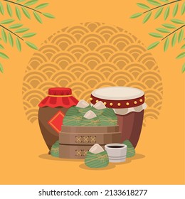 zongzi and drum chinese celebration