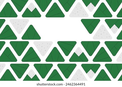 Zongzi dumplings background, Dragon Boat Festival frame with copy space, traditional food backdrop. Line art vector illustration on transparent. Asian style design. Holiday wallpaper, banner, card