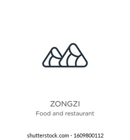 Zongzi icon. Thin linear zongzi outline icon isolated on white background from food and restaurant collection. Line vector sign, symbol for web and mobile