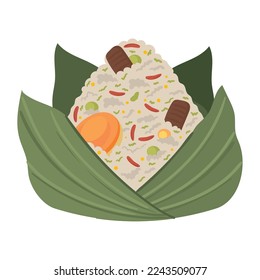 zongzi with leaf icon isolated