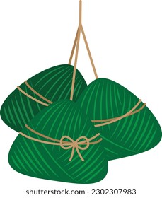 zongzi, rice dumpling, a rice ball wrapped in bamboo leaves icon for Dragon Boat Festival.
