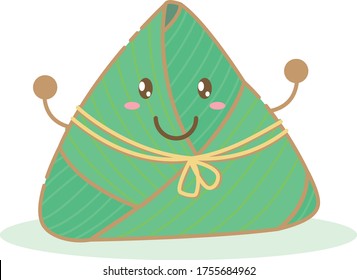 Zongzi, smiling rice dumpling cartoon character, dragon boat festival