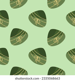 Zongzi or sticky rice dumplings seamless pattern. traditionally eaten during the dragon boat festival. traditional chinese dumpling also called bakcang