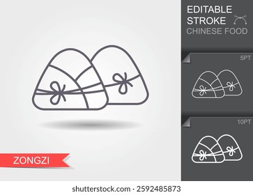Zongzi vector flat icon from chinese food collection. Line icon with editable stroke. Vector graphics.