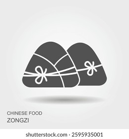 Zongzi vector flat icon from chinese food collection. Glyph icon. Isolated sign, logo illustration. Vector graphics.