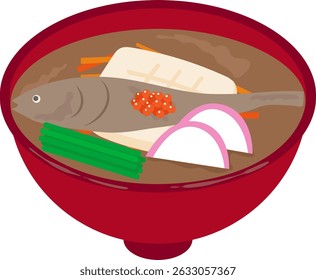 It is a Zoni that Japanese food in Miyagi prefecture, Japan.