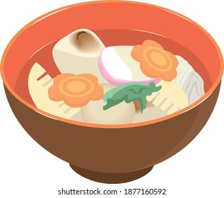 Zoni is a typical rice cake dish.