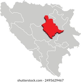 ZONICA DOBOJ Karte Administrative Division of BOSNIA AND HERZEGOVINA 3D isometrische Karte