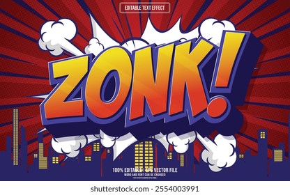 Zonk comic cartoon style 3D editable text effect