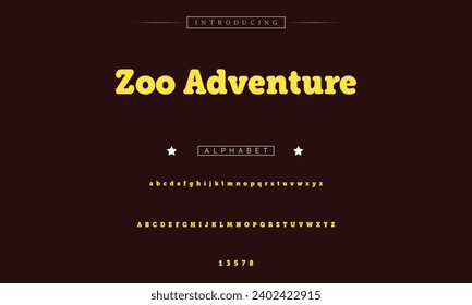 Zoo Adventure Lettering Minimalist Fashion. Elegant alphabet letters serif font and number. Typography fonts regular uppercase, lowercase.