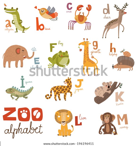 Zoo Alphabet Vector Part 1 Stock Vector (Royalty Free) 196196411