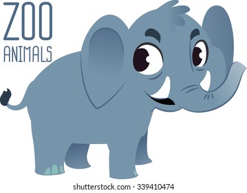 Zoo animal: cartoon baby elephant. Vector illustration