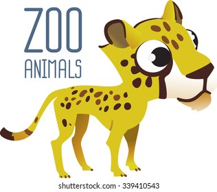 Zoo animal: cartoon cheetah. Vector illustration.