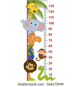 Zoo Animal Height Measure - Vector Illustration, Eps
