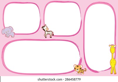 zoo animals with blank border