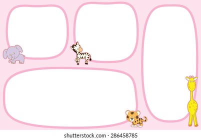 zoo animals with blank border