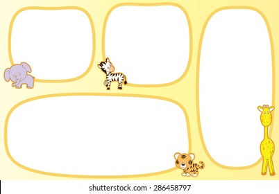 zoo animals with blank border
