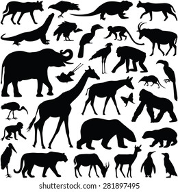 Zoo Animals Collection - Vector Silhouette