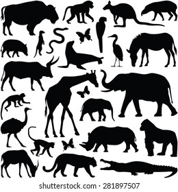 zoo animals collection vector silhouette 260nw 281897507