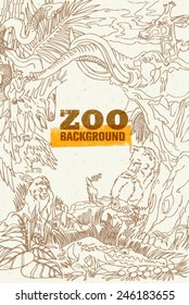 Zoo Animals Creative Handmade Vector Composition