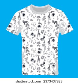 Zoo animals design on shirt mockup unisex adult and child shirt