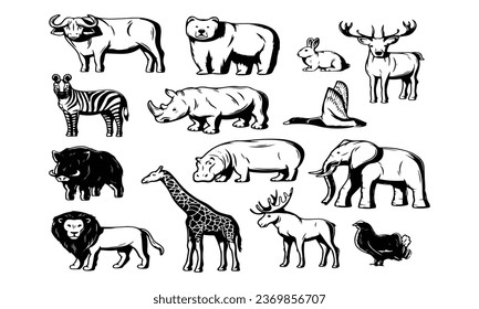 Zoo Animals Digital Stamps set