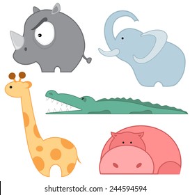 Zoo animals icon set