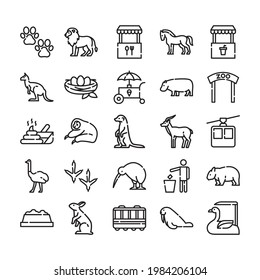 Zoo and Animals Icon Set Lineal	