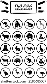 The zoo animals icons set, black and white