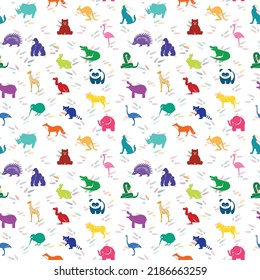 Zoo animals seamless pattern design