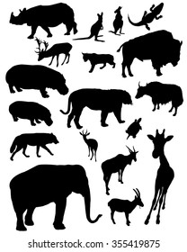 Zoo Animals Silhouettes Stock Vector (Royalty Free) 355419875 ...