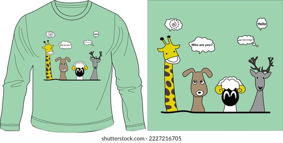 ZOO ANIMALS. t shirt graphic design vector illustration \