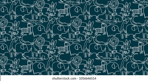 zoo animals vector drawing