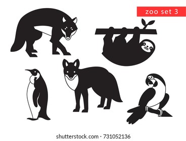 zoo animals vector icon logo set 3