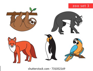 zoo animals vector icon logo set 3