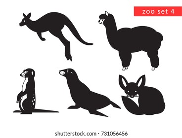 zoo animals vector icon logo set 4