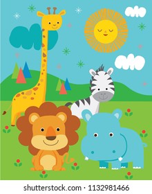 Zoo Animals Vector Illustration