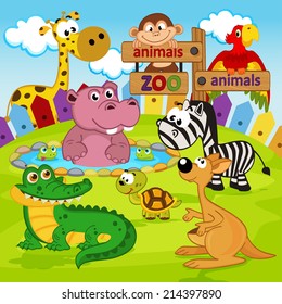 zoo animals  -  vector illustration, eps