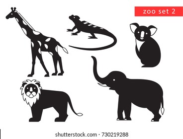 zoo animals vector logo icon set 2