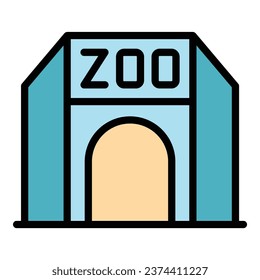 Zoo arch icon outline vector. Fun event. Pass card color flat