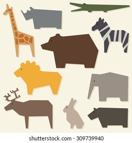 Zoo background with geometric animals.