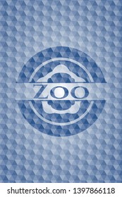 Zoo blue badge with geometric pattern. Vector Illustration. Detailed.