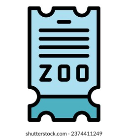 Zoo card icon outline vector. Animal movie. Event show color flat