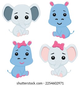  Colección de zoológicos. Conjunto de lindos animales. Diseño de caricaturas.
