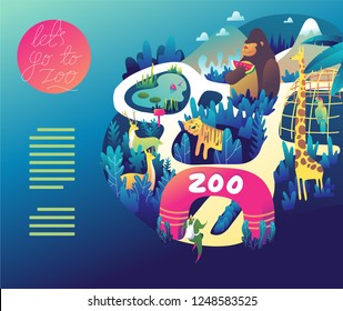 Zoo colorful illustration in vector