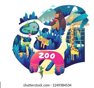 Zoo colorful illustration in vector