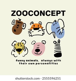 Zoo Concept Graphic Tees for Kids Tshirt Artwork print