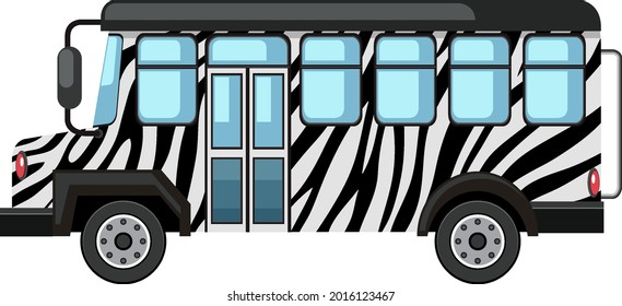 Zoo concept with Safari bus isolated on white background illustration