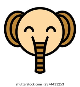 Zoo elephant icon outline vector. Pass card. Jungle movie color flat