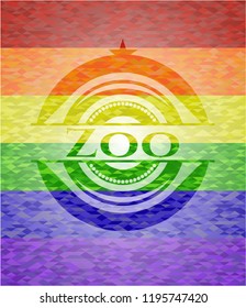 Zoo emblem on mosaic background with the colors of the LGBT flag